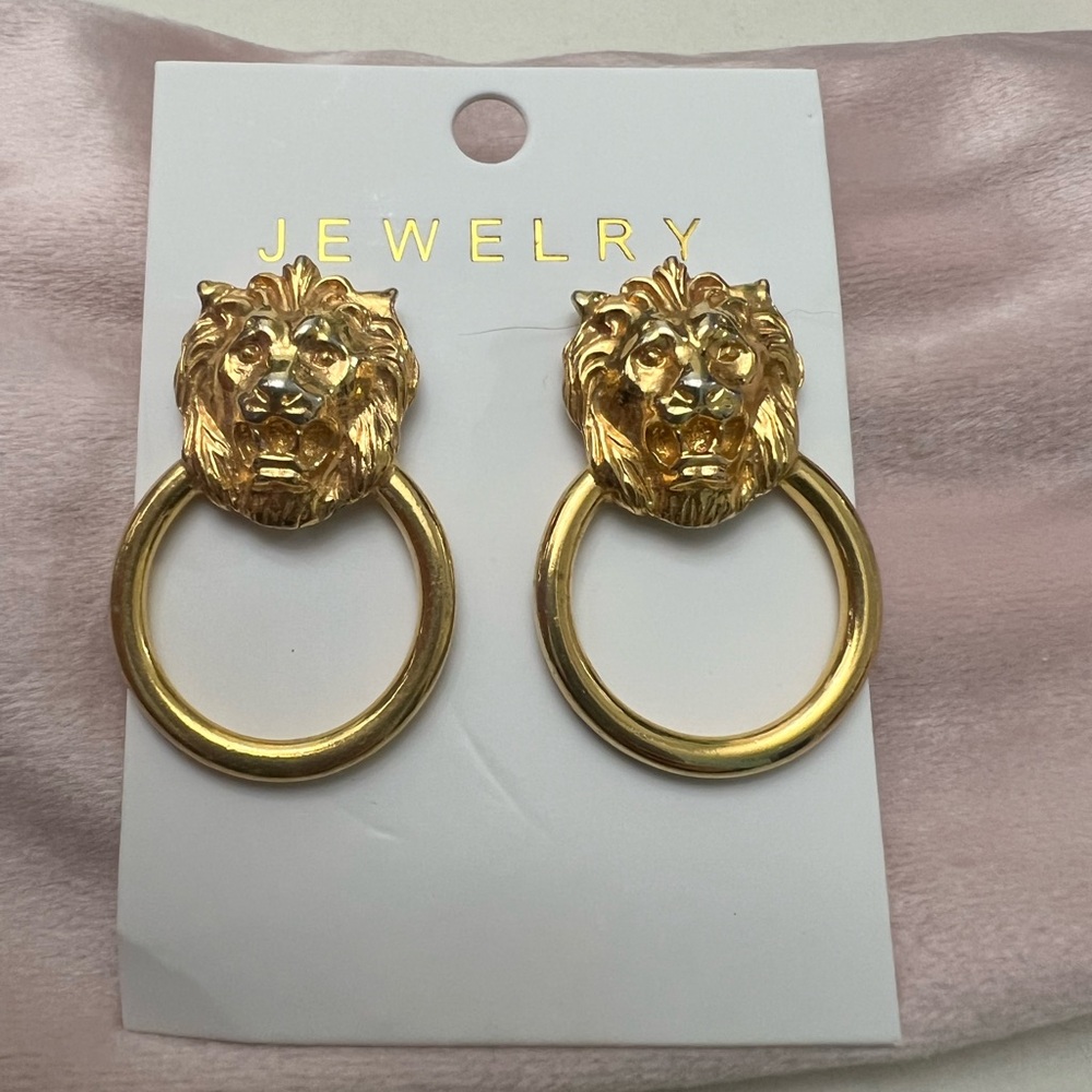 Vintage lion door knocker earrings KJL (?) Anne Klein (?)